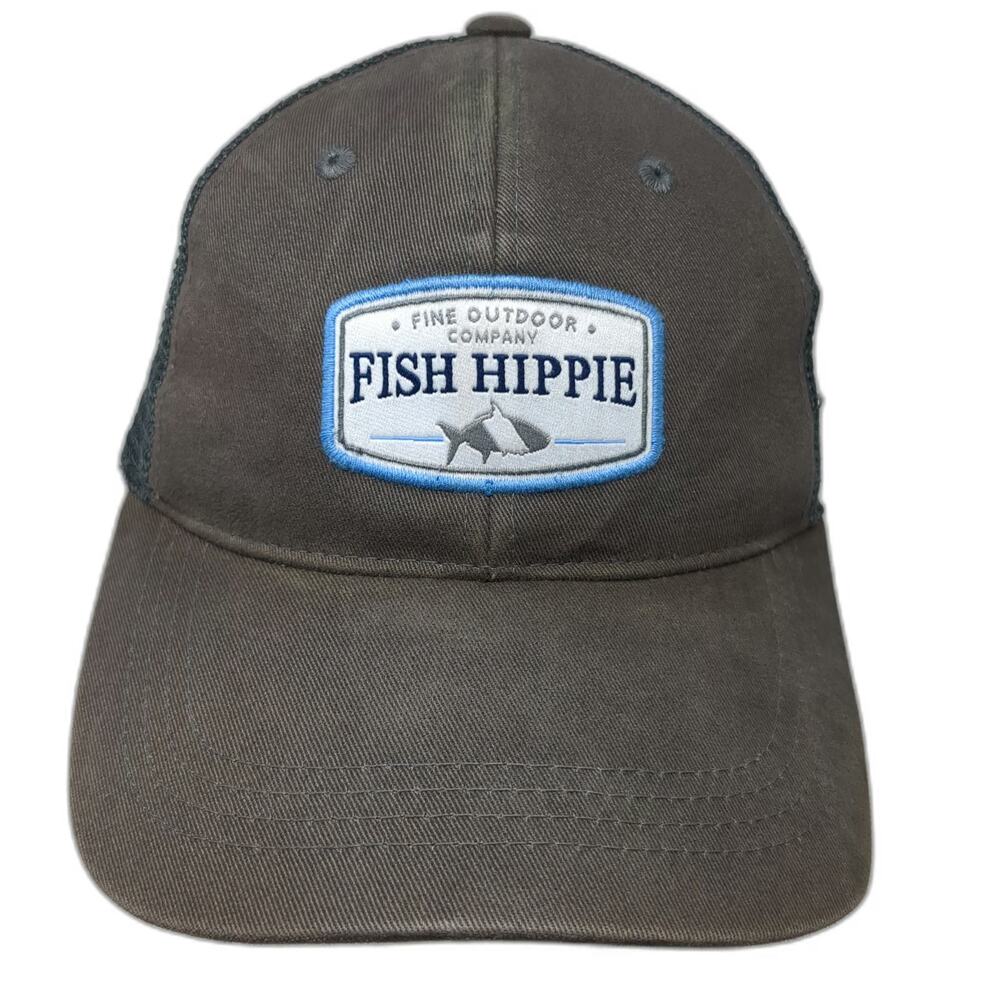 Fish Hippie Baseball Cap Gray One Size Mesh Back Strapback Outdoor Fishing Hat